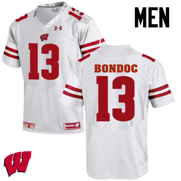 Wisconsin Badgers Men's #13 Evan Bondoc NCAA Under Armour Authentic White College Stitched Football Jersey UM40R26EV